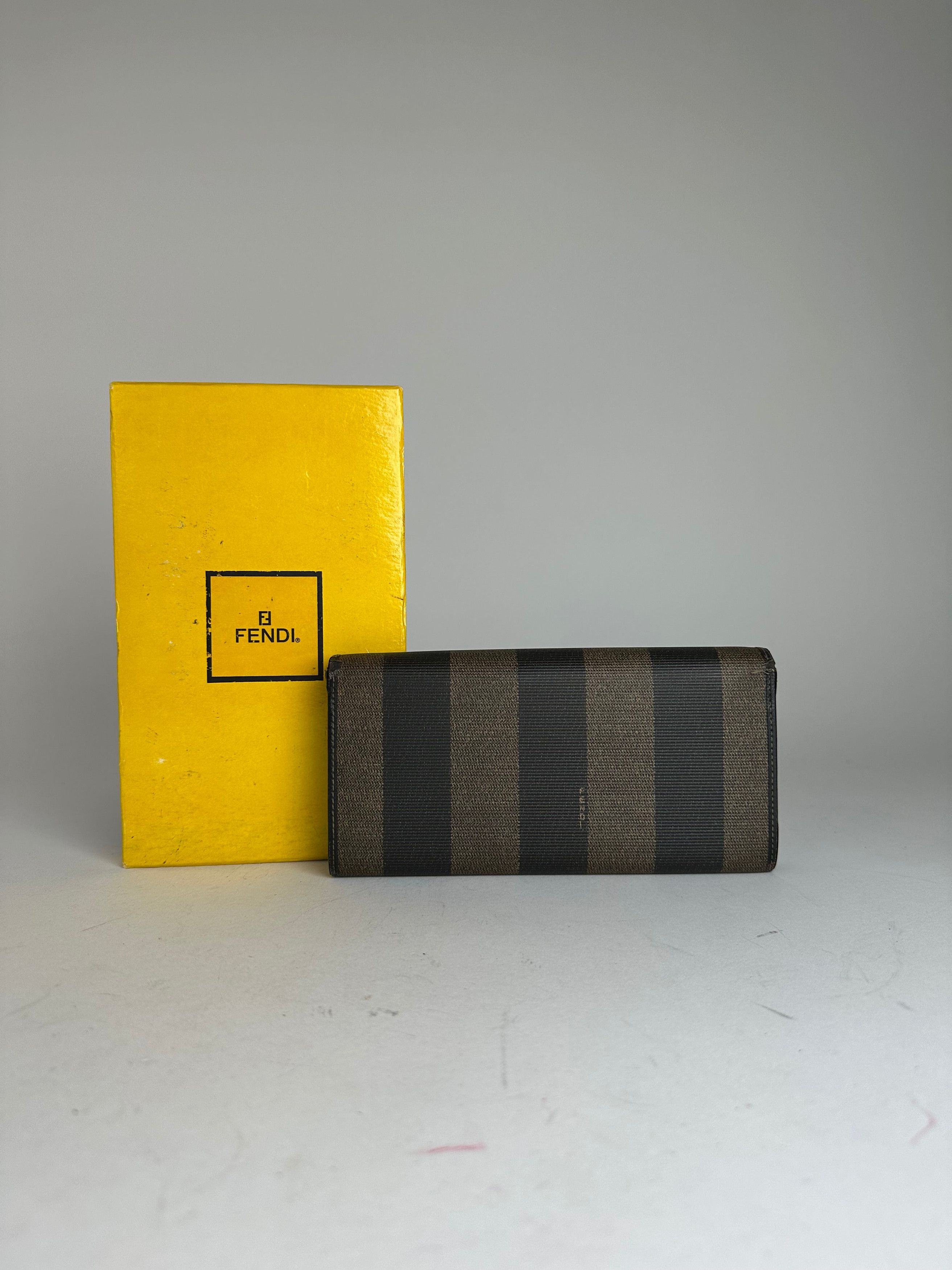 Fendi Vintage Pequin Stripe Coated Canvas Long Wallet Brown Black Size ONE SIZE - 2 Thumbnail