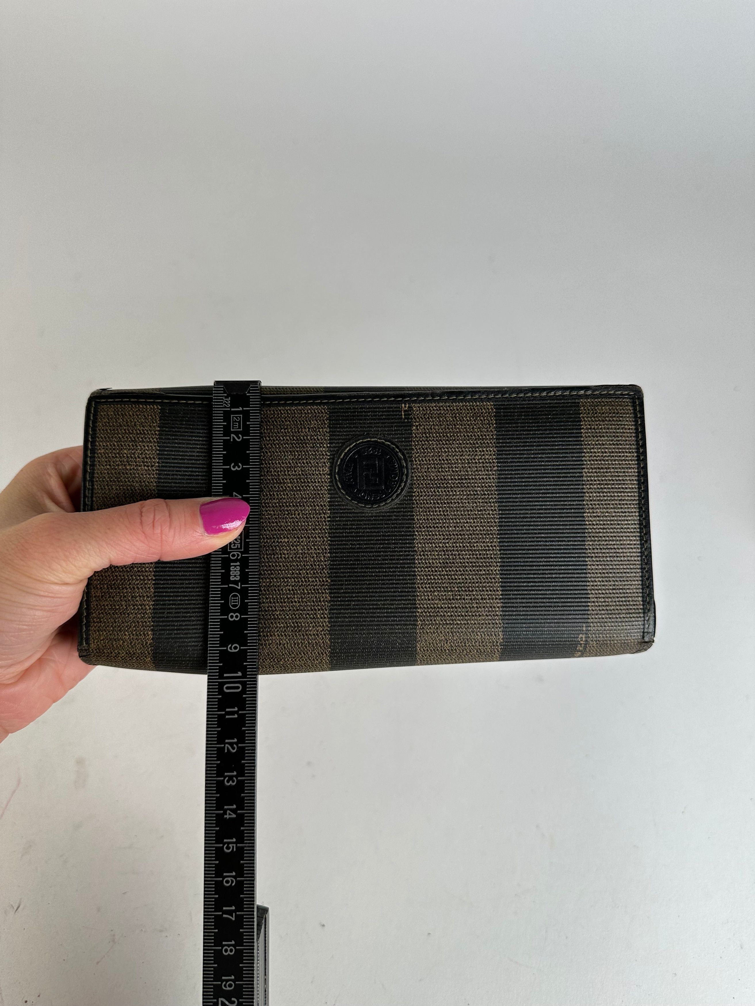 Fendi Vintage Pequin Stripe Coated Canvas Long Wallet Brown Black Size ONE SIZE - 7 Thumbnail