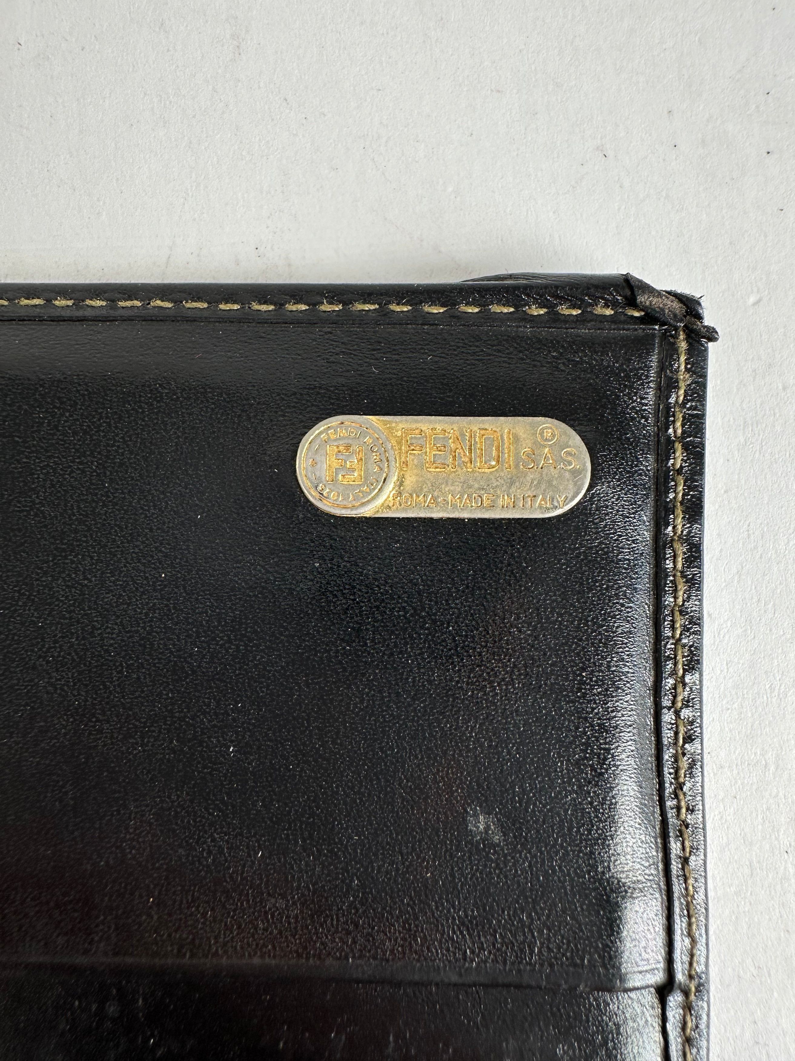 Fendi Vintage Pequin Stripe Coated Canvas Long Wallet Brown Black Size ONE SIZE - 4 Thumbnail
