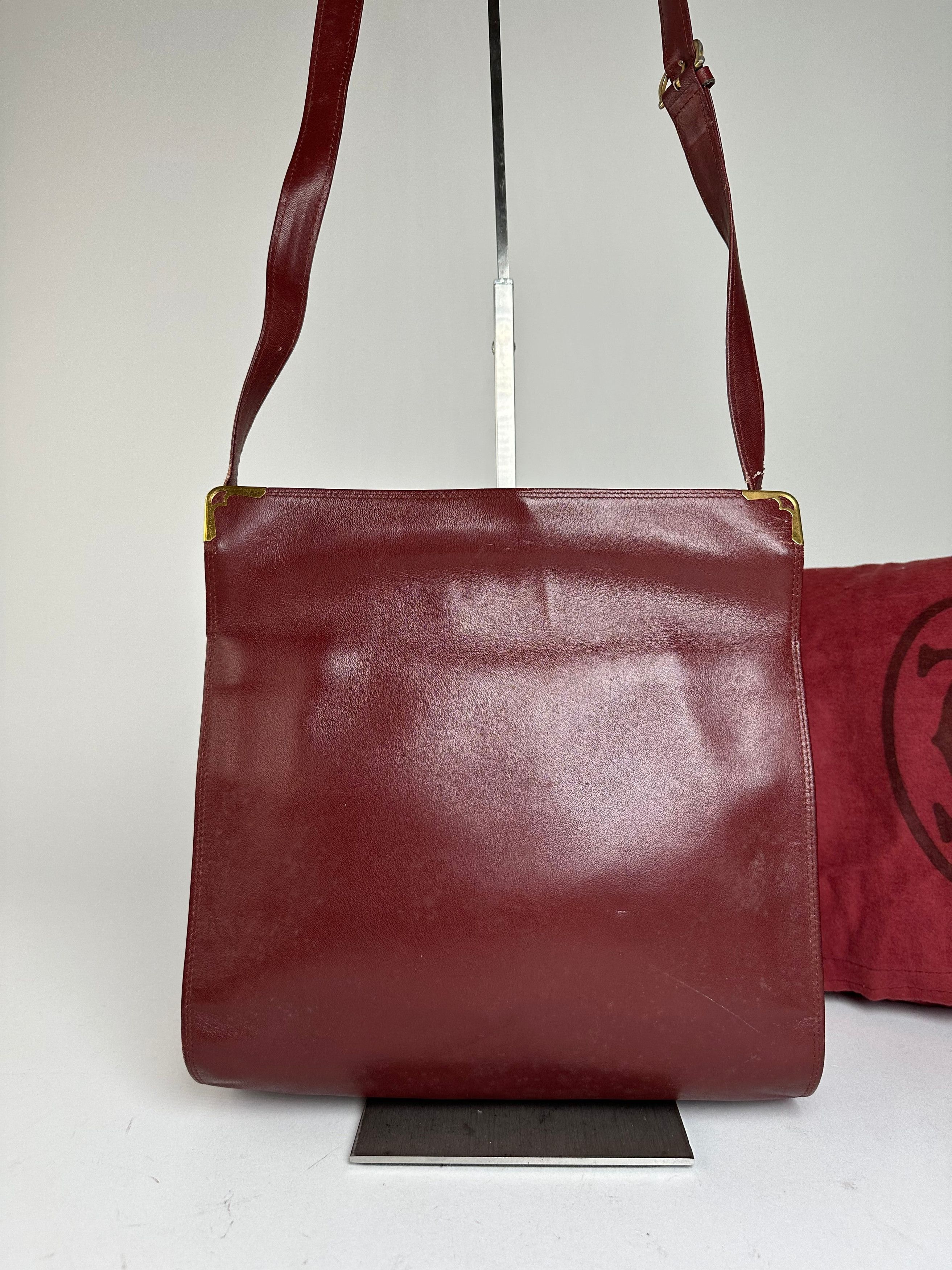 Cartier Vintage Must de Shoulder Bag Leather Bordeaux Size ONE SIZE - 11 Thumbnail