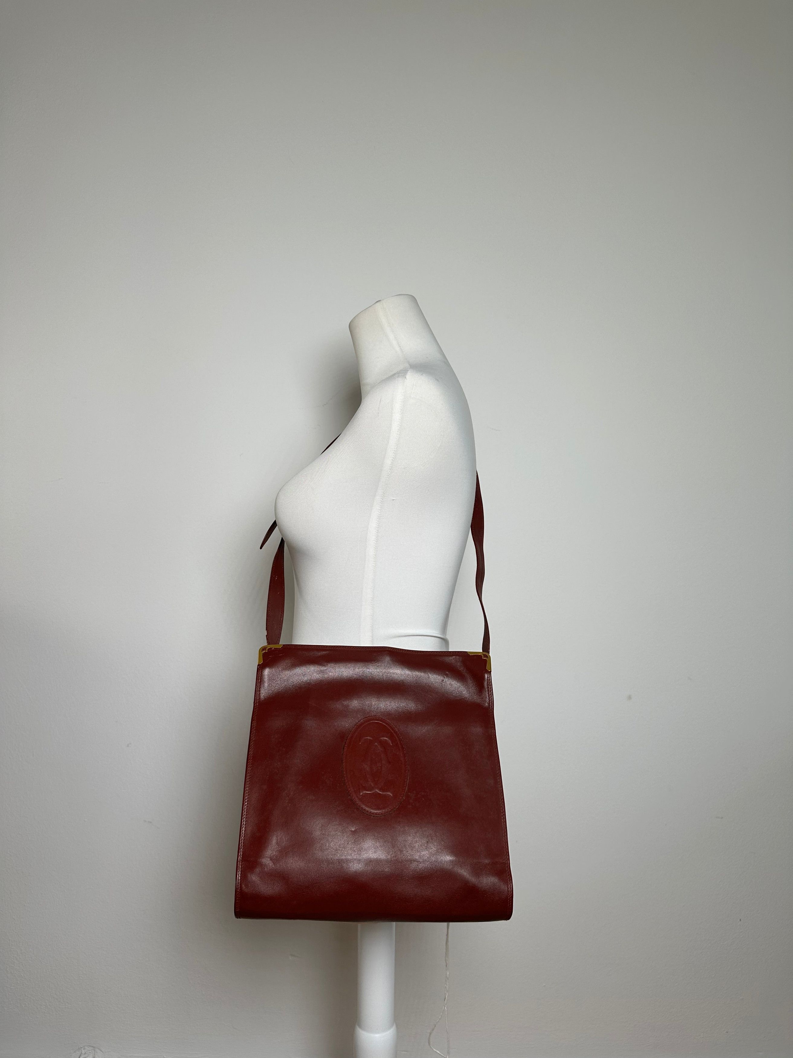 Cartier Vintage Must de Shoulder Bag Leather Bordeaux Size ONE SIZE - 7 Thumbnail