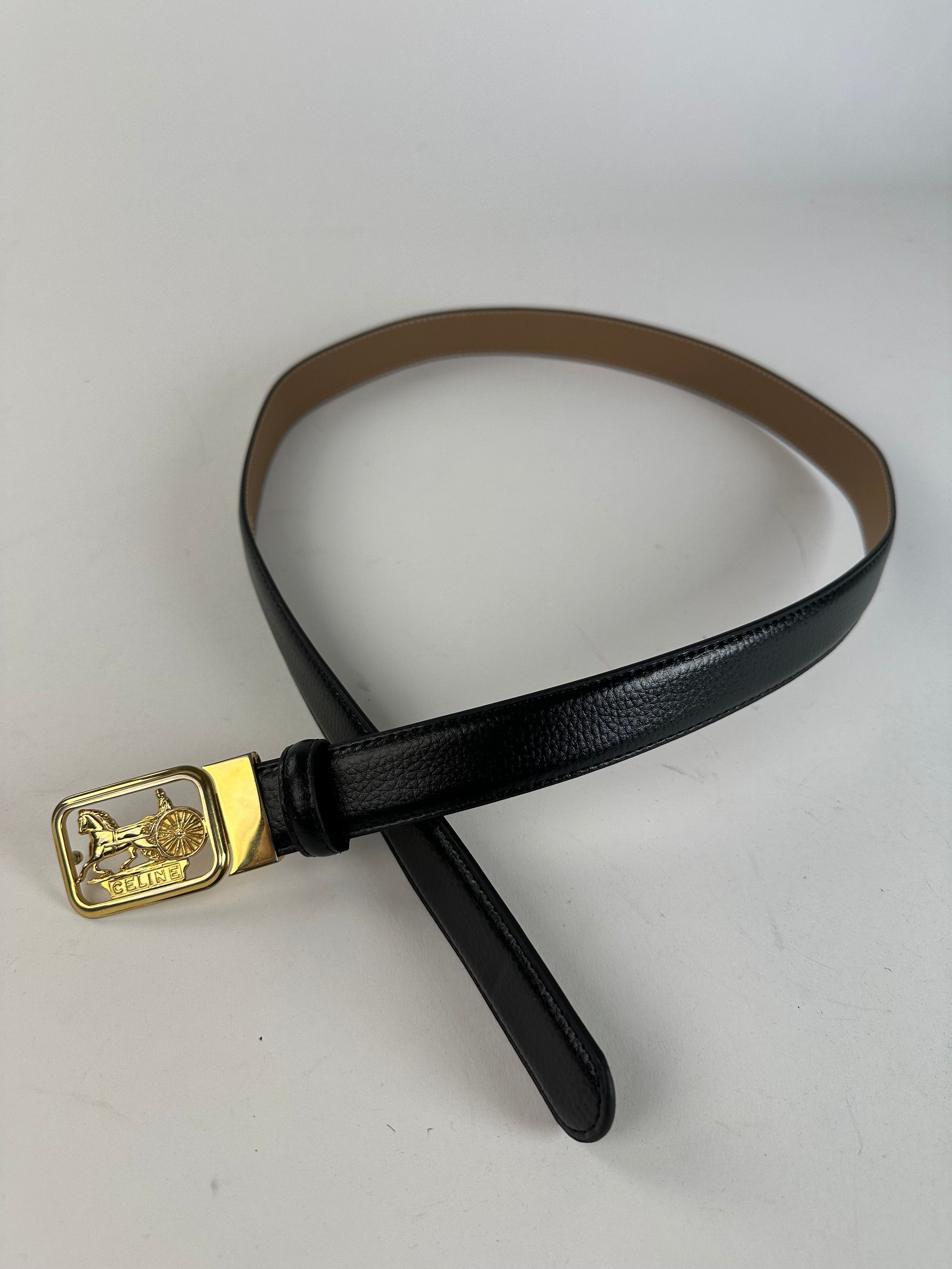 Celine Vintage Leather Belt Black 107.5 cm Size ONE SIZE - 6 Thumbnail