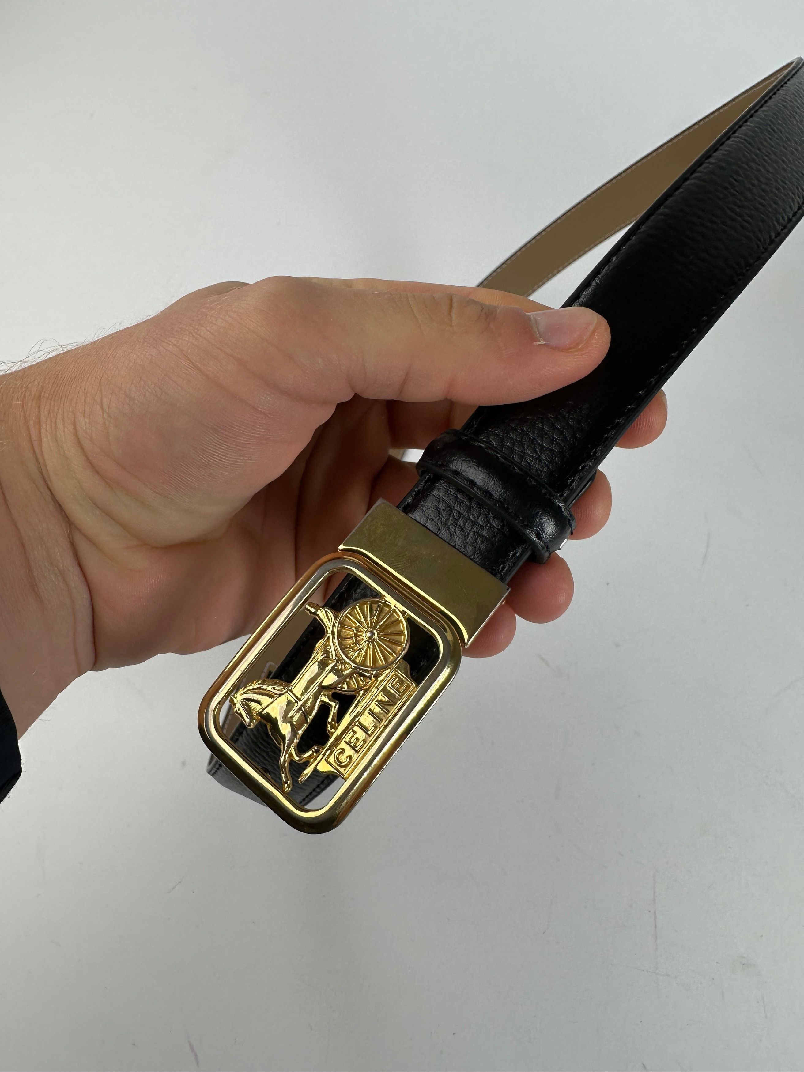 Celine Vintage Leather Belt Black 107.5 cm Size ONE SIZE - 2 Thumbnail