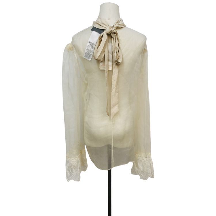 Gucci Gucci Beige Lace Trim Blouse Size IT 46 Size L / US 10 / IT 46 - 2 Thumbnail