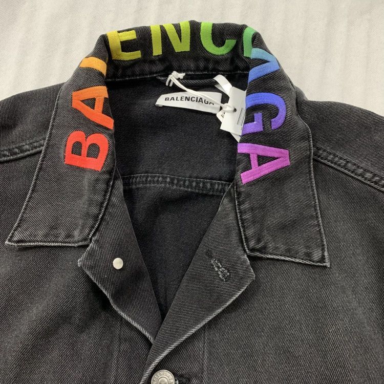 Balenciaga Balenciaga Rainbow Logo Denim Jacket Size 38 Size S / US 4 / IT 40 - 8 Thumbnail