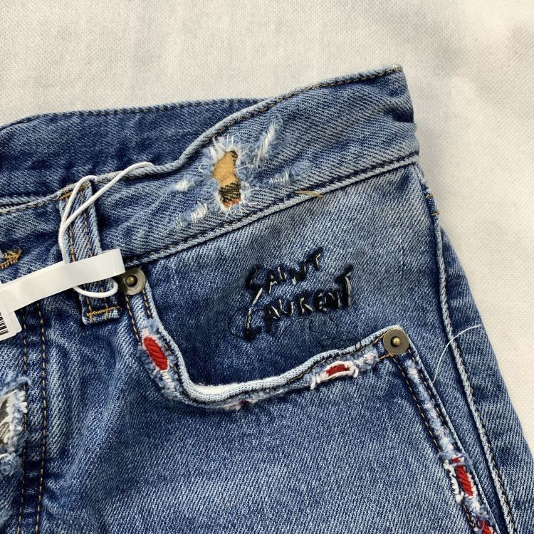 Saint Laurent Paris Saint Laurent Distressed Denim Shorts Size 29 Size US 29 - 6 Thumbnail