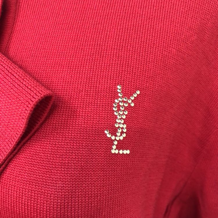 Saint Laurent Paris Saint Laurent Rhinestone Logo Wool Sweater Size L Size L / US 10 / IT 46 - 5 Thumbnail