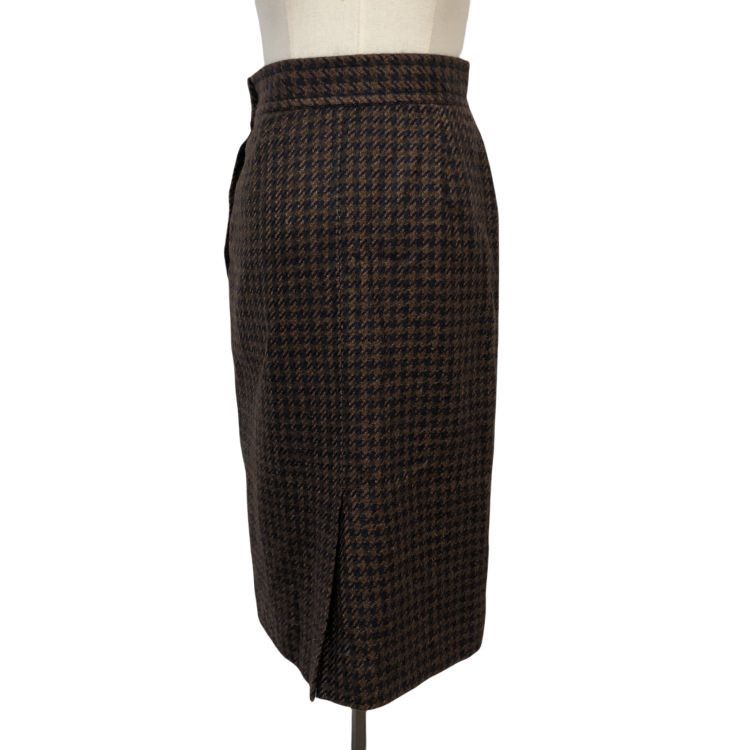 Saint Laurent Paris Saint Laurent Wool Houndstooth Midi Skirt Size 27 Size 27" / US 4 / IT 40 - 2 Thumbnail