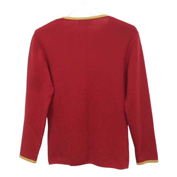 Saint Laurent Paris Saint Laurent Red Wool Logo Knit Sweater Size M Size US S / EU 44-46 / 1 - 2 Thumbnail