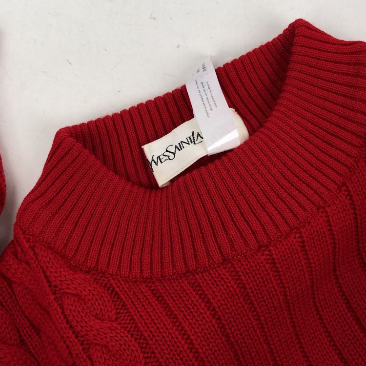 Yves Saint Laurent Yves Saint Laurent Red Cable Knit Sweater Size M Size M / US 6-8 / IT 42-44 - 4 Thumbnail