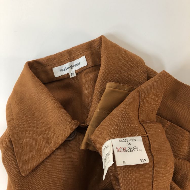Yves Saint Laurent Yves Saint Laurent Brown Linen Blend Button Up Shirt Size 36 Size XS / US 0-2 / IT 36-38 - 9 Thumbnail
