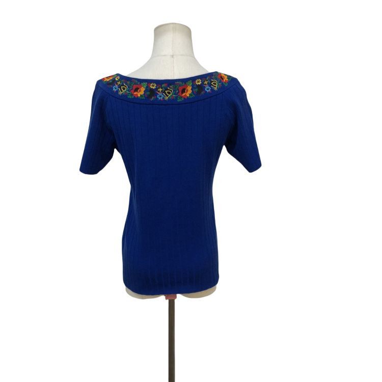 Saint Laurent Paris Saint Laurent Floral Embroidery Knit Top Size M Size M / US 6-8 / IT 42-44 - 2 Thumbnail