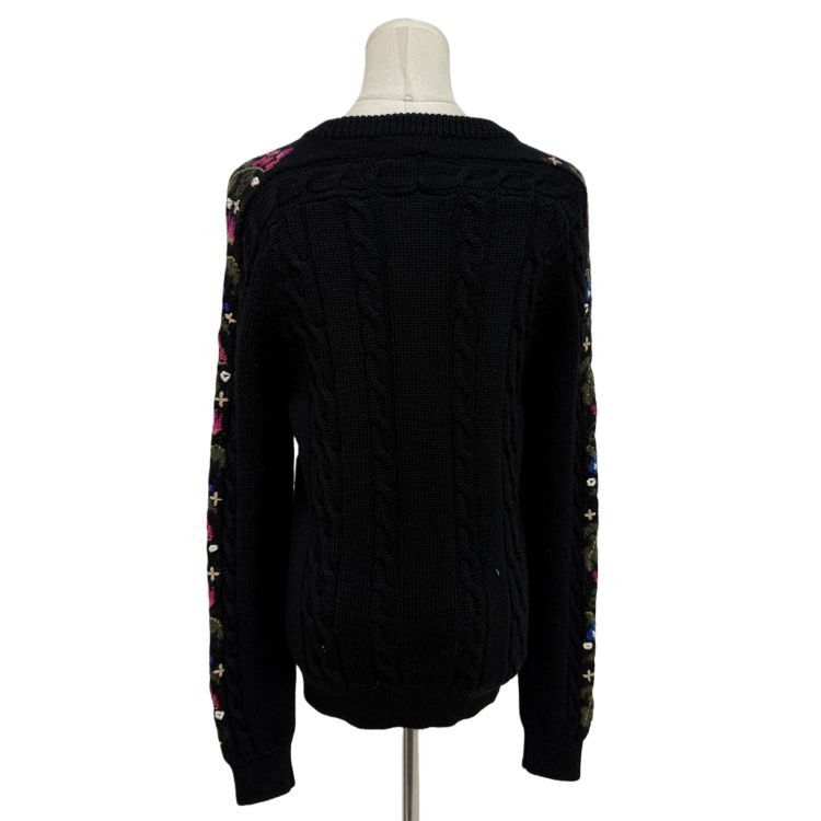 Saint Laurent Paris Saint Laurent Floral Embroidered Cable Knit Sweater Size S Size US S / EU 44-46 / 1 - 2 Thumbnail