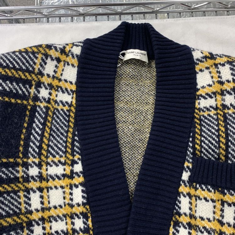 Saint Laurent Paris Saint Laurent Plaid Wool Cardigan Size XS Size XS / US 0-2 / IT 36-38 - 6 Thumbnail