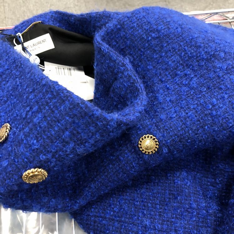 Saint Laurent Paris Saint Laurent Blue Textured Wool Mohair Blazer Size F40 Size M / US 6-8 / IT 42-44 - 9 Thumbnail