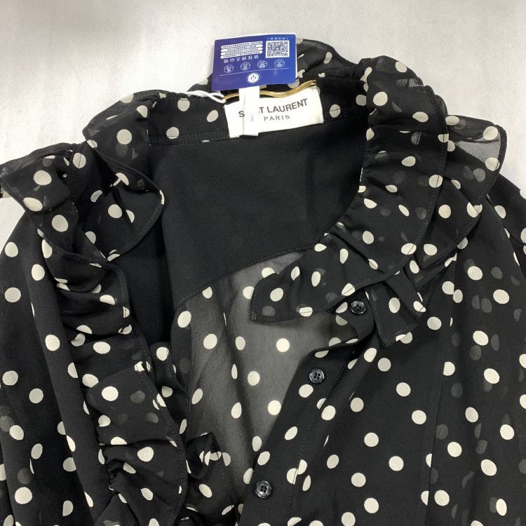 Saint Laurent Paris Saint Laurent Polka Dot Silk Blouse Size 34 Size XS / US 0-2 / IT 36-38 - 6 Thumbnail