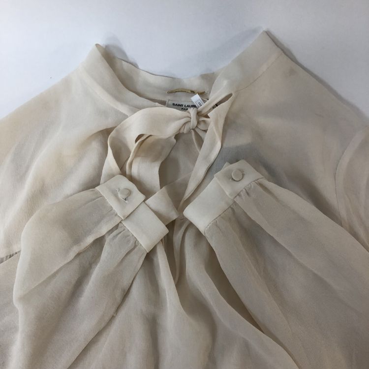 Saint Laurent Paris Saint Laurent Silk Tie Neck Blouse Size 36 Size XS / US 0-2 / IT 36-38 - 10 Thumbnail