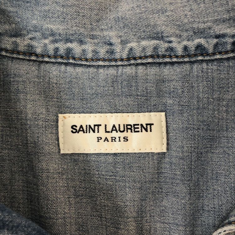 Saint Laurent Paris Saint Laurent Lace-Up Denim Shirt Size XL Size US XL / EU 56 / 4 - 3 Thumbnail