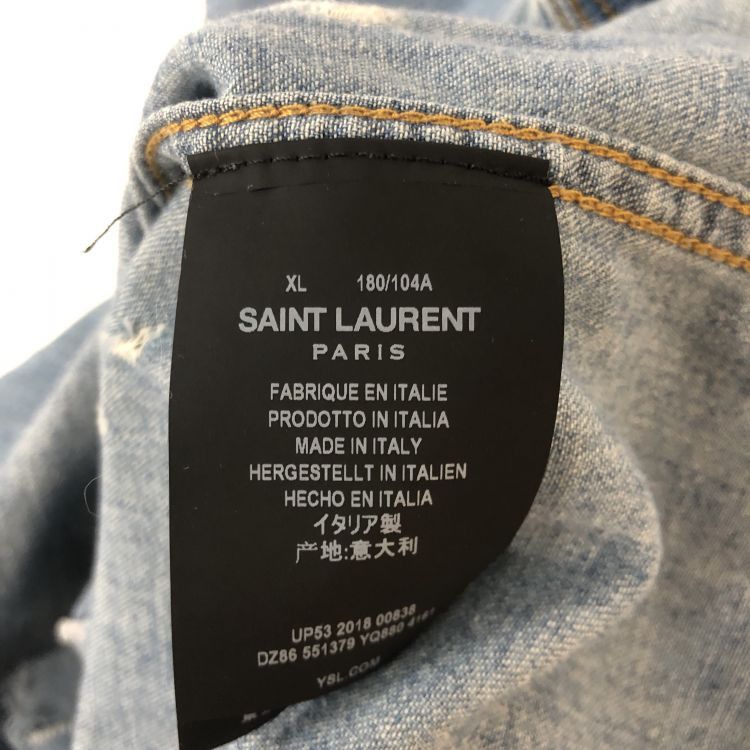 Saint Laurent Paris Saint Laurent Lace-Up Denim Shirt Size XL Size US XL / EU 56 / 4 - 4 Thumbnail
