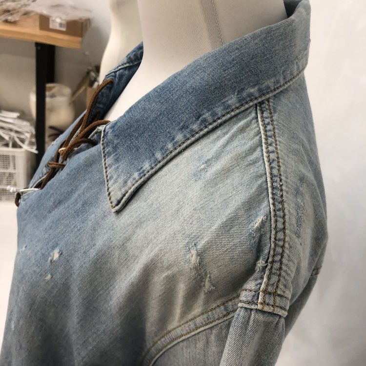 Saint Laurent Paris Saint Laurent Lace-Up Denim Shirt Size XL Size US XL / EU 56 / 4 - 7 Thumbnail