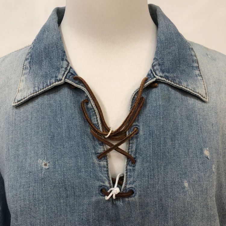 Saint Laurent Paris Saint Laurent Lace-Up Denim Shirt Size XL Size US XL / EU 56 / 4 - 6 Thumbnail