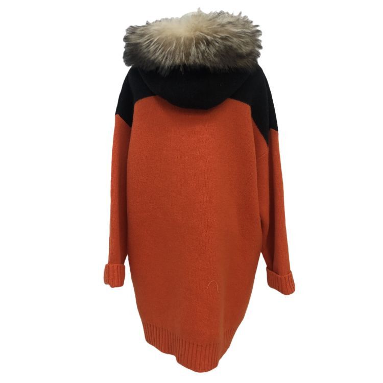 Prada Prada Orange Black Color Block Fur Trim Hoodie Size 42 Size M / US 6-8 / IT 42-44 - 2 Thumbnail