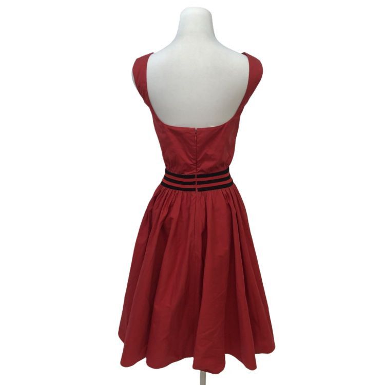 Prada Prada Red Striped Waist Midi Dress Size 40 Size S / US 4 / IT 40 - 2 Thumbnail