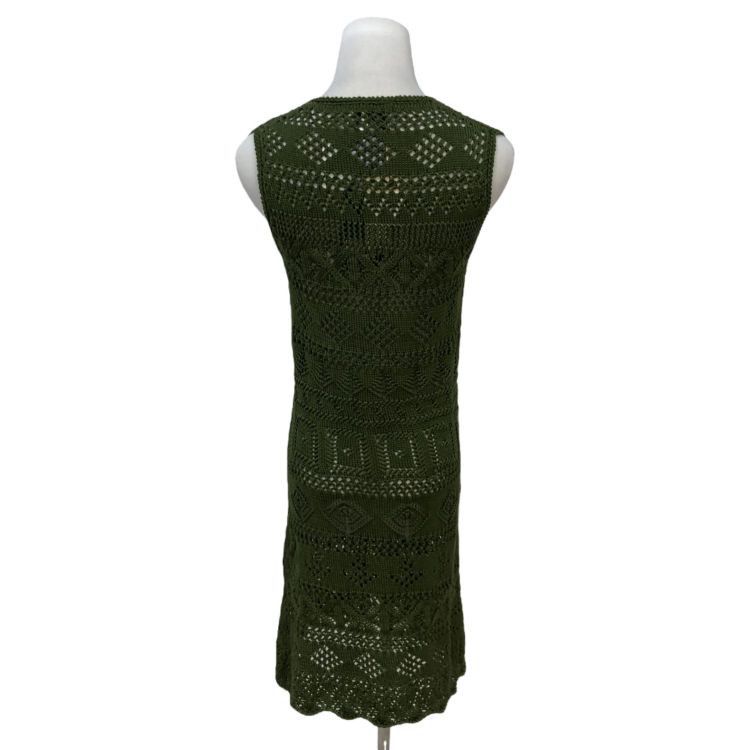 Prada Prada Green Knit Lace-Up Midi Dress Size 40 Size S / US 4 / IT 40 - 2 Thumbnail