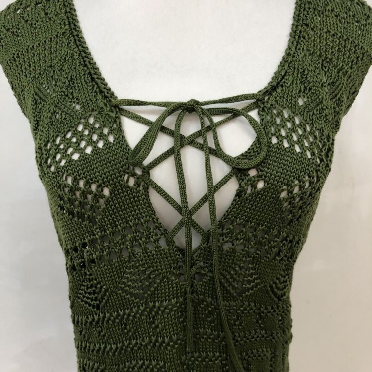 Prada Prada Green Knit Lace-Up Midi Dress Size 40 Size S / US 4 / IT 40 - 6 Thumbnail