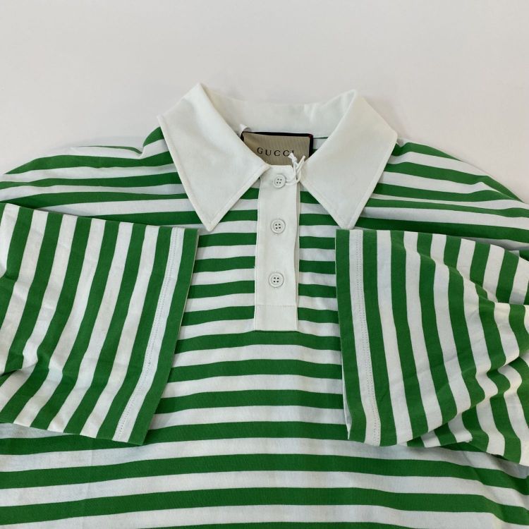 Gucci Gucci Green Striped Logo Polo Shirt Size XXS Size XXS / US 00 / IT 34 - 9 Thumbnail