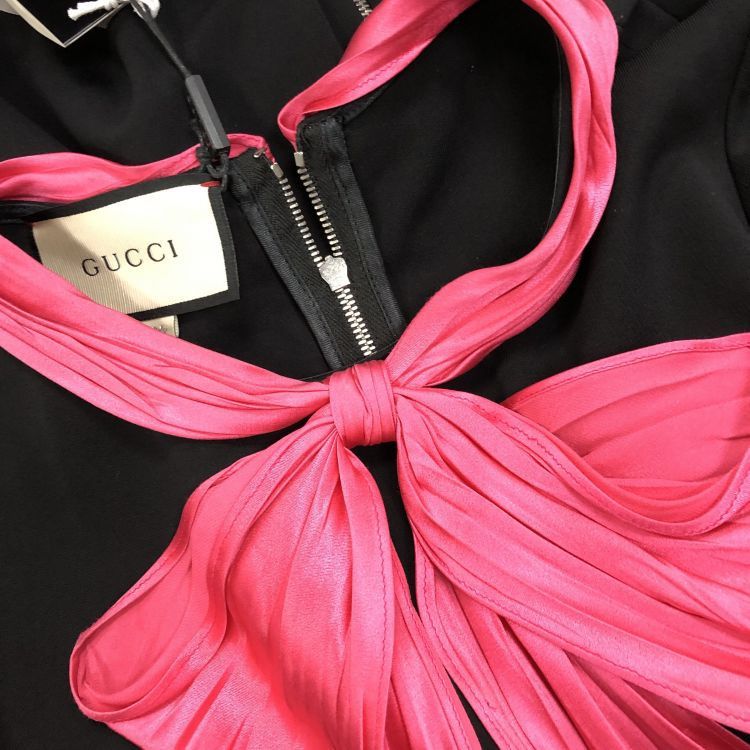 Gucci Gucci Black Silk Bow Midi Dress S Size S / US 4 / IT 40 - 8 Thumbnail