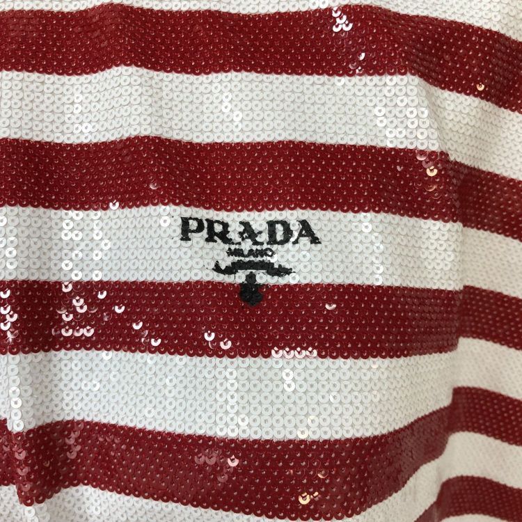 Prada Prada Sequin Striped Crop Top Size S Size S / US 4 / IT 40 - 6 Thumbnail