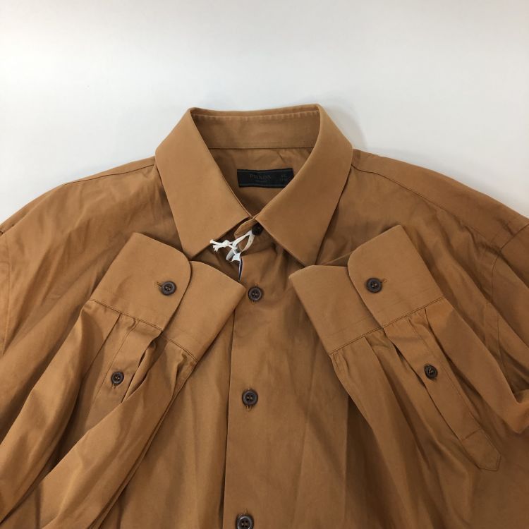 Prada Prada Brown Cotton Blend Button Up Shirt XL Size US XL / EU 56 / 4 - 9 Thumbnail