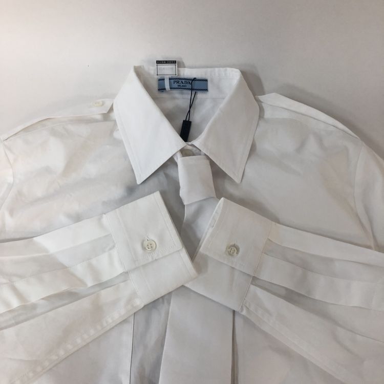 Prada Prada White Tie Detail Button Up Shirt Size 38 Size XS / US 0-2 / IT 36-38 - 10 Thumbnail