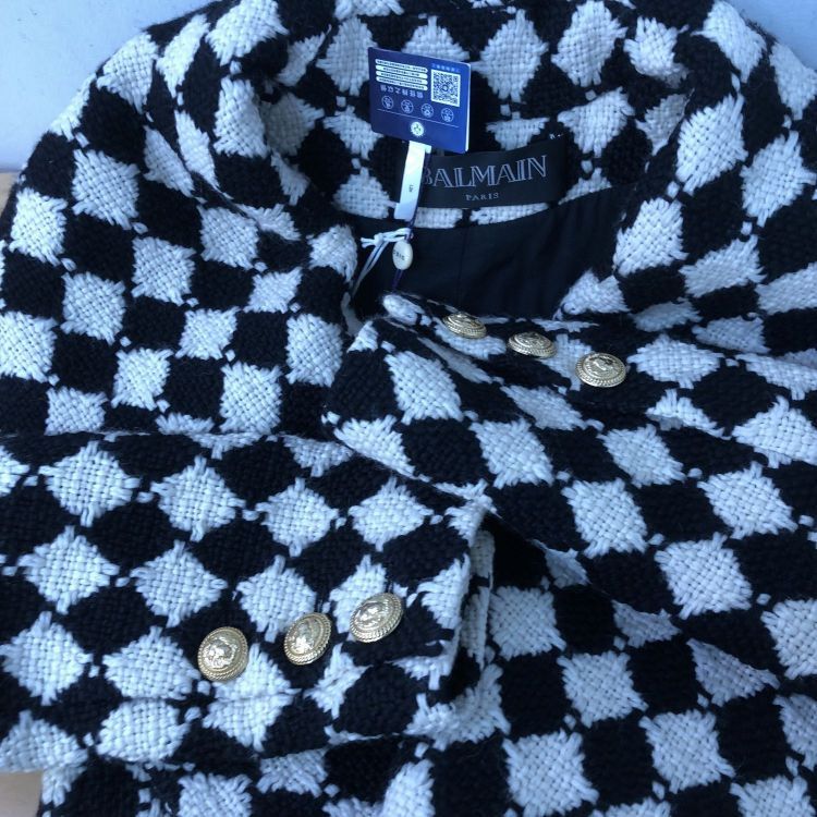 Balmain Balmain Checkered Wool Coat Size 36 Size XS / US 0-2 / IT 36-38 - 9 Thumbnail