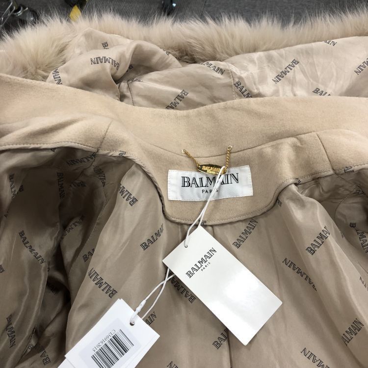 Balmain Balmain Beige Wool Cashmere Fur Trim Coat Size L Size L / US 10 / IT 46 - 5 Thumbnail
