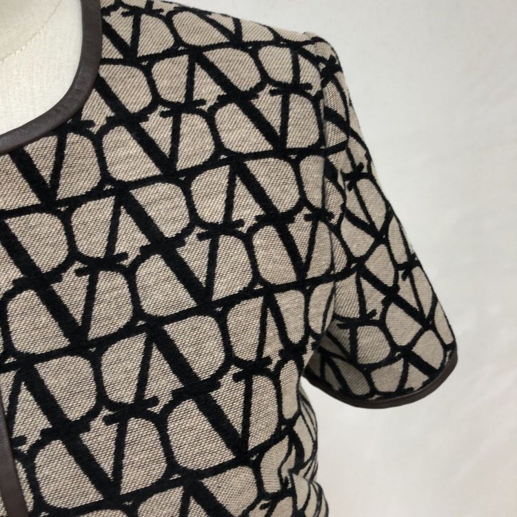 Valentino Valentino VLogo Pattern Leather Trim Dress Size 38 Size XS / US 0-2 / IT 36-38 - 8 Thumbnail