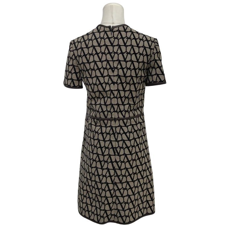 Valentino Valentino VLogo Pattern Leather Trim Dress Size 38 Size XS / US 0-2 / IT 36-38 - 2 Thumbnail