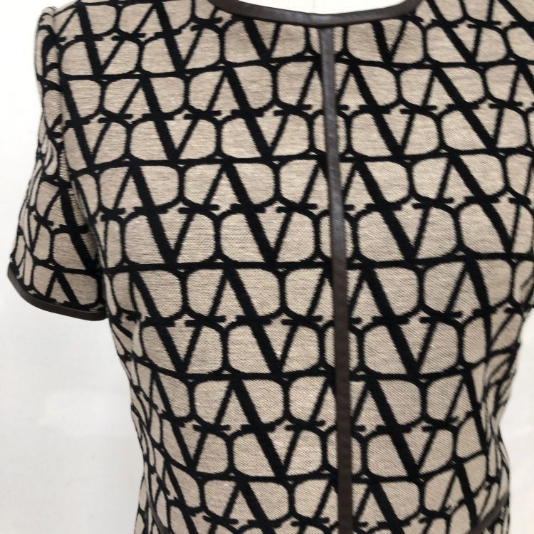 Valentino Valentino VLogo Pattern Leather Trim Dress Size 38 Size XS / US 0-2 / IT 36-38 - 7 Thumbnail