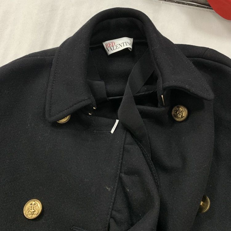 RED Valentino RED Valentino Black Ruffled Wool Blend Cape Size 36 Size XS / US 0-2 / IT 36-38 - 9 Thumbnail