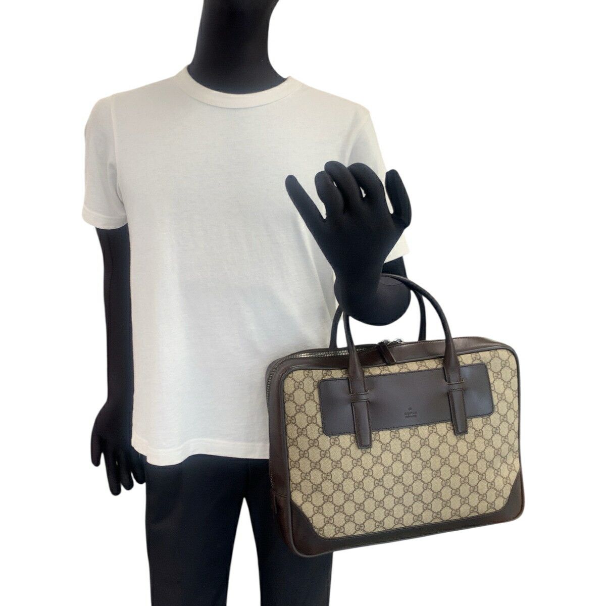 Gucci Gucci Gucci GG Supreme Canvas Leather Briefcase Textile Business Bag 101666 DUTY FREE for USA Size ONE SIZE - 7 Thumbnail