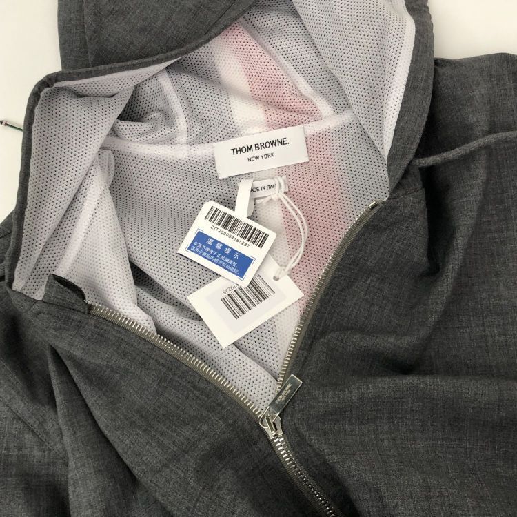 Thom Browne Thom Browne Grey Striped Hooded Jacket Size 4 Size US XL / EU 56 / 4 - 5 Thumbnail