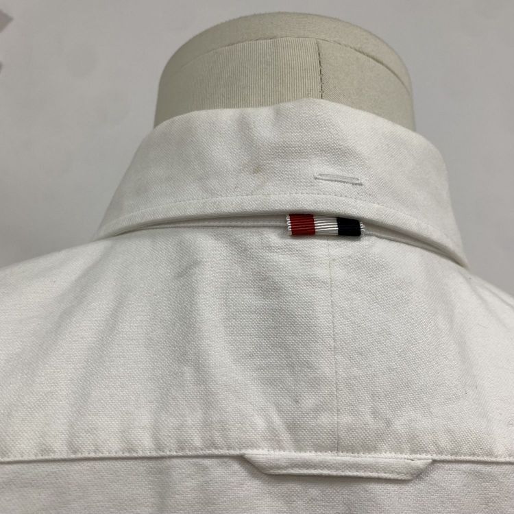 Thom Browne Thom Browne White Embroidered Striped Oxford Shirt Size 3 Size US L / EU 52-54 / 3 - 10 Thumbnail
