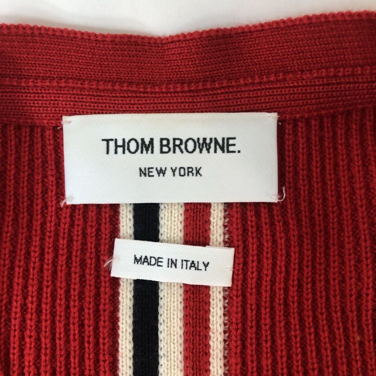 Thom Browne Thom Browne Red Waffle Knit Cardigan Size M Size US M / EU 48-50 / 2 - 3 Thumbnail