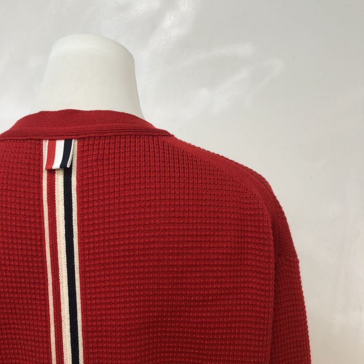Thom Browne Thom Browne Red Waffle Knit Cardigan Size M Size US M / EU 48-50 / 2 - 8 Thumbnail