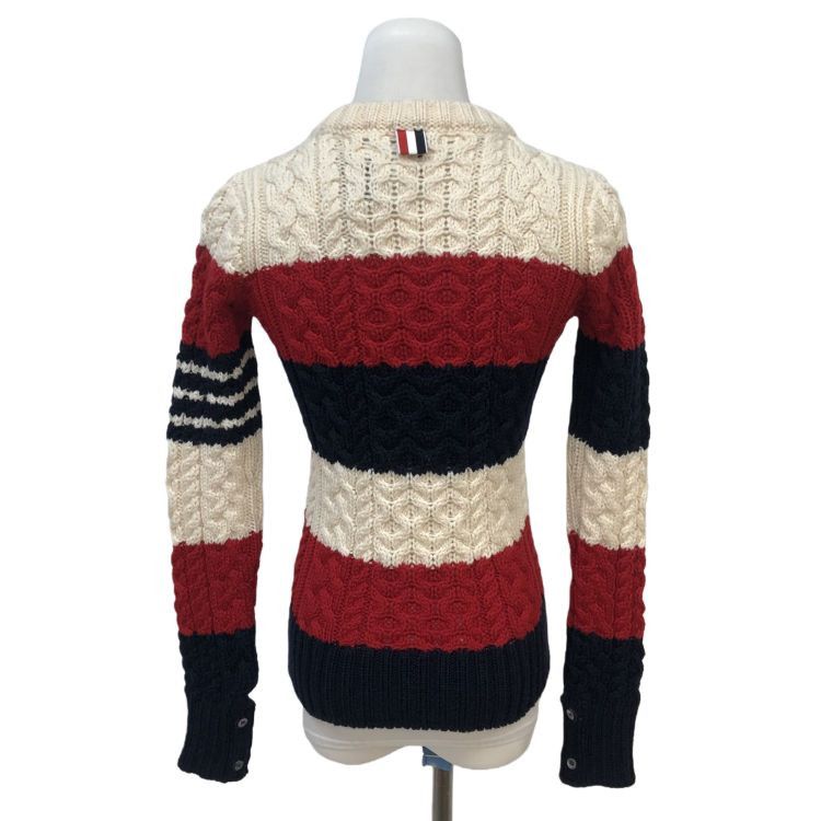 Thom Browne Thom Browne Color-block Cable Knit Sweater Size 38 Size XS / US 0-2 / IT 36-38 - 2 Thumbnail