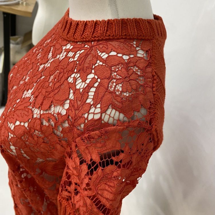 Valentino Valentino Orange Lace Knit Sweater Size S Size S / US 4 / IT 40 - 7 Thumbnail