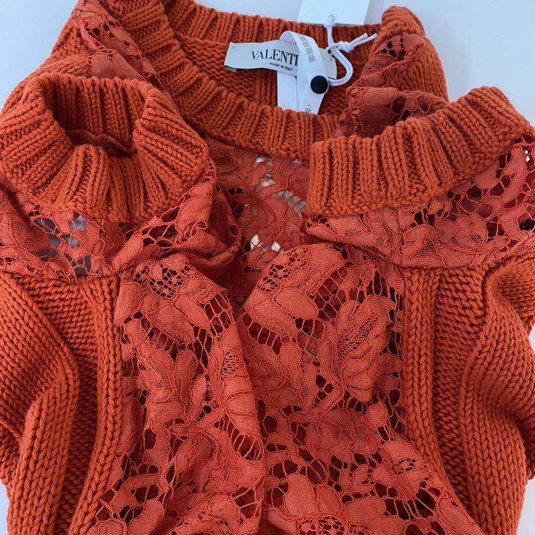 Valentino Valentino Orange Lace Knit Sweater Size S Size S / US 4 / IT 40 - 10 Thumbnail