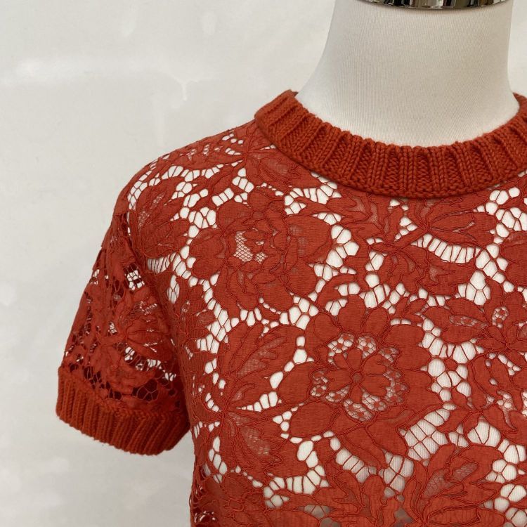 Valentino Valentino Orange Lace Knit Sweater Size S Size S / US 4 / IT 40 - 6 Thumbnail