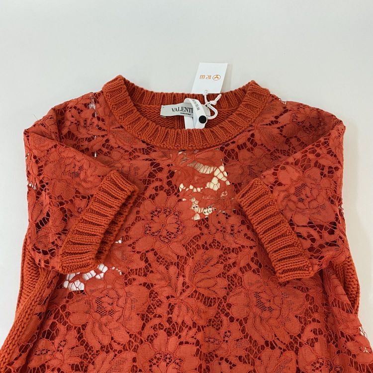 Valentino Valentino Orange Lace Knit Sweater Size S Size S / US 4 / IT 40 - 9 Thumbnail